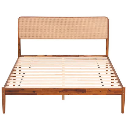Costway Queen Size Wooden Platform Bed Frame - Brown