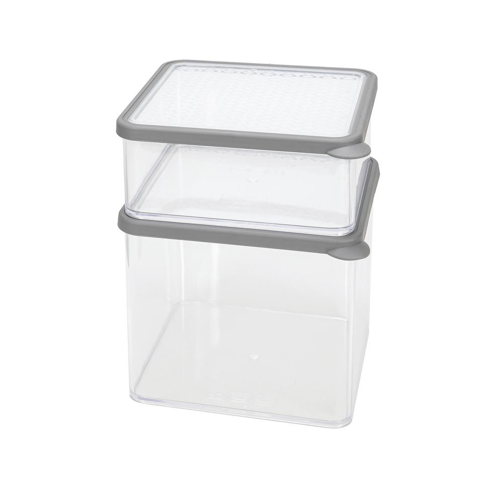 "Casanero 2-Pack Stackable Food Storage Containers – Charcoal, Durable & Space-Saving"