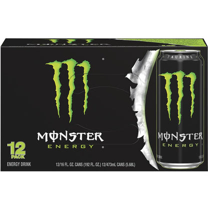 Monster Energy Original Energy Drink – 12 x 16 fl oz Cans, Classic Energy Formula
