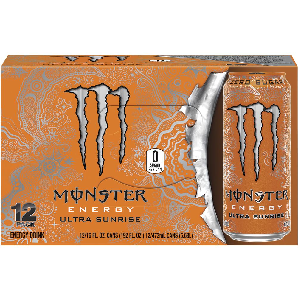 Monster Ultra Sunrise® Sugar-Free Energy Drink, 16 oz Cans (Pack of 12)