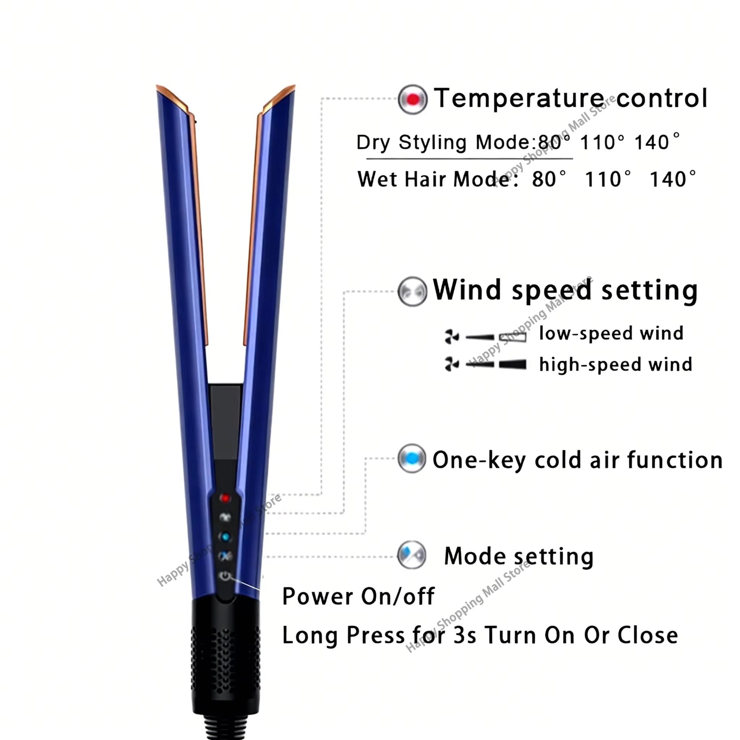 **2-in-1 Ionic Hair Straightener & Dryer – Fast Heating Flat Iron for Home & Salon**