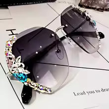 **Luxury Vintage Rimless Rhinestone Sunglasses for Women & Men – Fashion Gradient UV400 Shades**