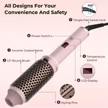 **PTC Ceramic Thermal Curling Brush – Heated Hot Brush for Loose & Voluminous Curls**