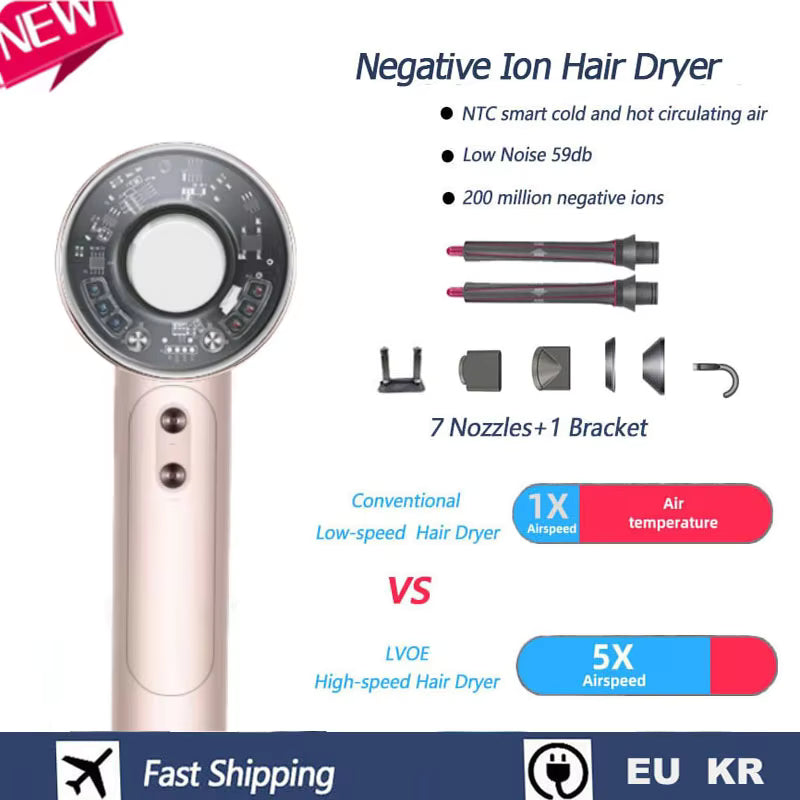 **Leafless High-Speed Ionic Hair Dryer – 160,000 RPM Fast-Dry Salon Blower**
