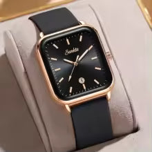 **SUNKTA Luxury Square Quartz Watch – Waterproof Luminous Analog Watch with Auto Date & Silicone Strap for Men & Women**