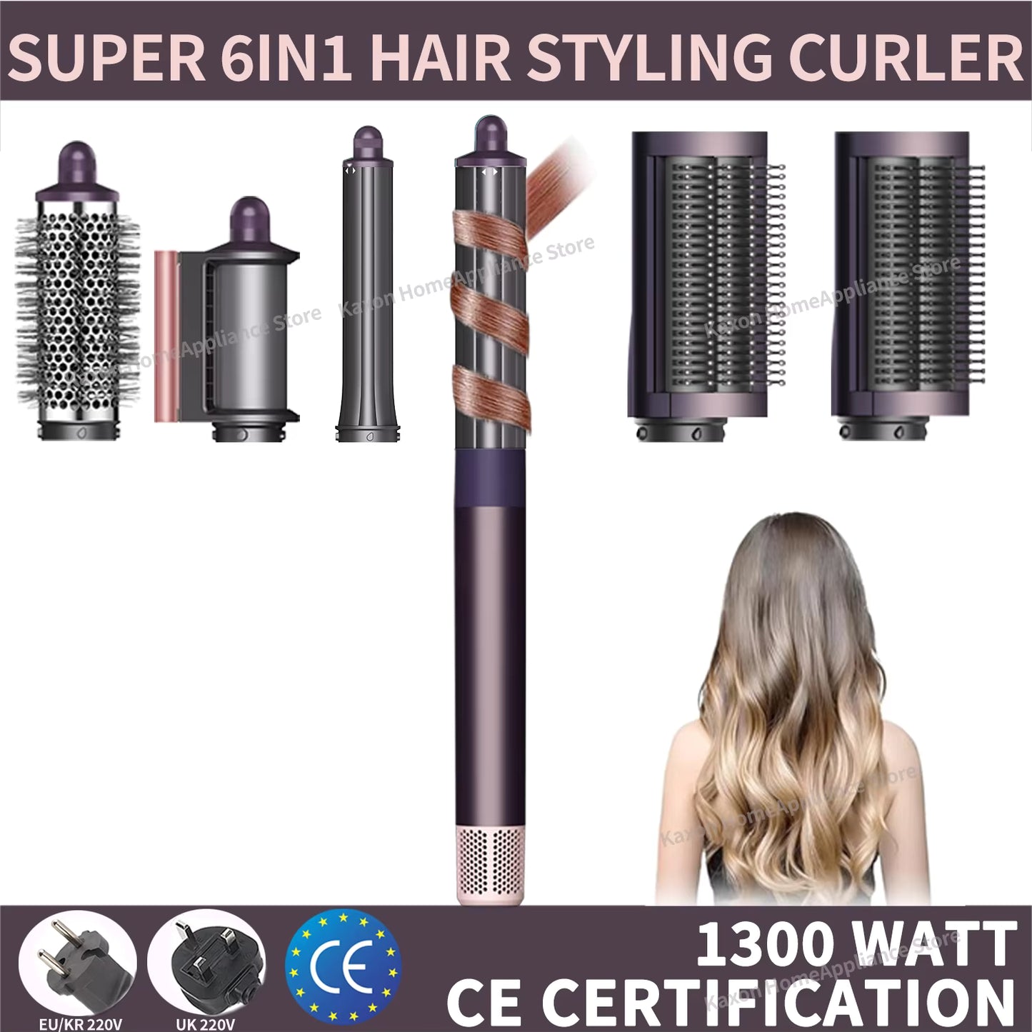 **6-in-1 Hot Air Hair Styler – Auto Curler, Straightening Brush & Hair Dryer**