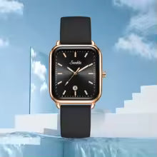 **SUNKTA Luxury Square Quartz Watch – Waterproof Luminous Analog Watch with Auto Date & Silicone Strap for Men & Women**