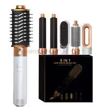 **6-in-1 Hair Dryer Brush Set – Ionic Hot Comb, Curler & Straightener Styler**