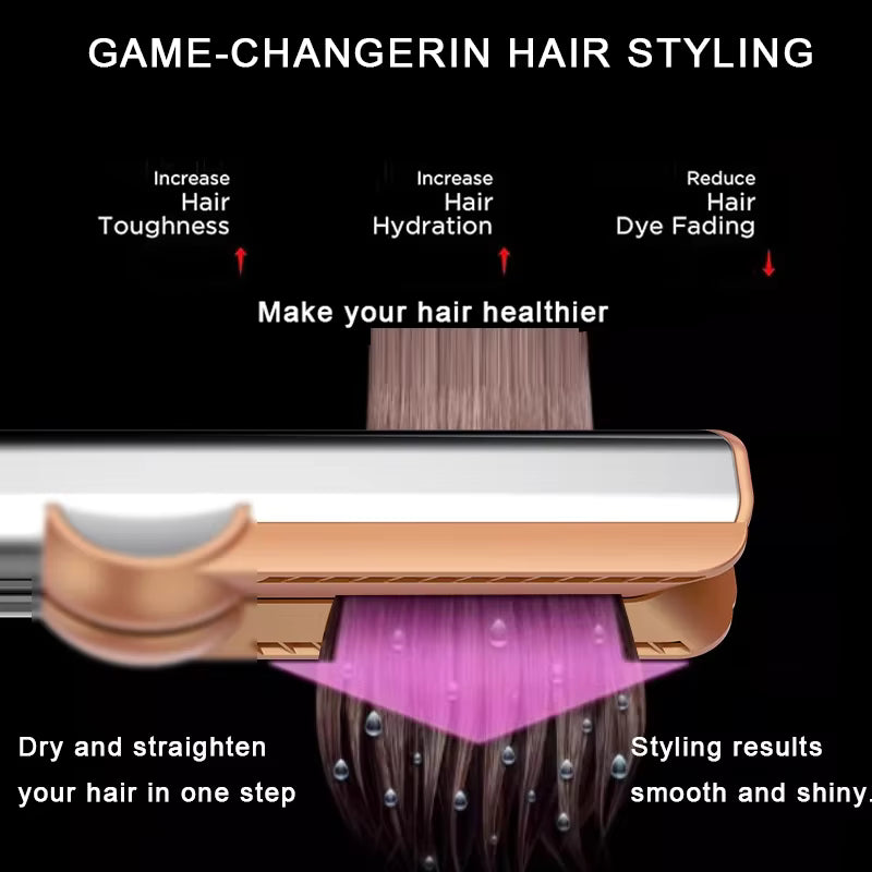 **2-in-1 Ionic Hair Straightener & Dryer – Fast Heating Flat Iron for Home & Salon**