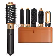 **6-in-1 Hair Dryer Brush Set – Ionic Hot Comb, Curler & Straightener Styler**