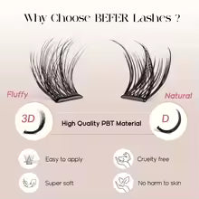 Befer Self-Stick Manga Lash Clusters 120PCS Natural Eyelashes