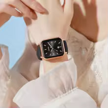 **SUNKTA Luxury Square Quartz Watch – Waterproof Luminous Analog Watch with Auto Date & Silicone Strap for Men & Women**