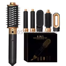 **6-in-1 Hair Dryer Brush Set – Ionic Hot Comb, Curler & Straightener Styler**