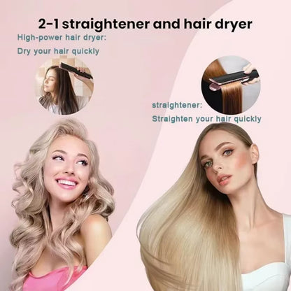 **2-in-1 Ionic Hair Straightener & Dryer – Fast Heating Flat Iron for Home & Salon**