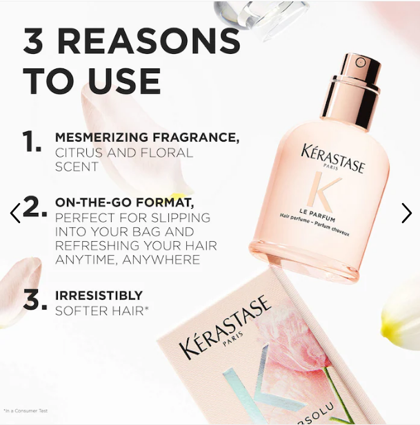Kérastase Gloss Absolu Hair Perfume – Radiant Citrus, Vanilla & Rose Blend