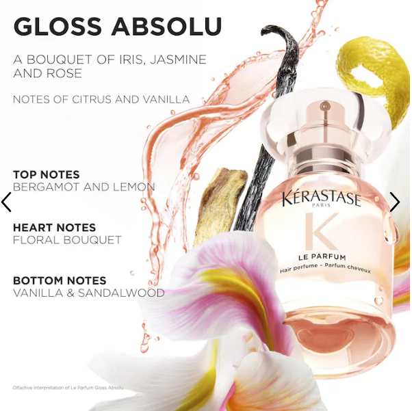 Kérastase Gloss Absolu Hair Perfume – Radiant Citrus, Vanilla & Rose Blend