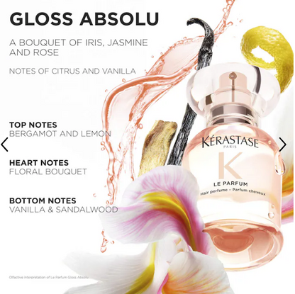 Kérastase Gloss Absolu Hair Perfume – Radiant Citrus, Vanilla & Rose Blend