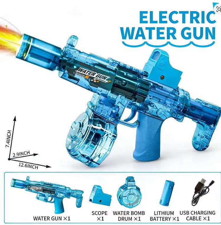 Simulated Firing and Recoil Electric Water Gun Toys Children Automatic Sensor Lights Water Pistol Summer Outdoor Beach Kids Toy