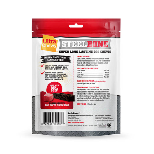 Ultra Chewy Steel Bone Regular Beef Dental Dog Treats - 8 Count