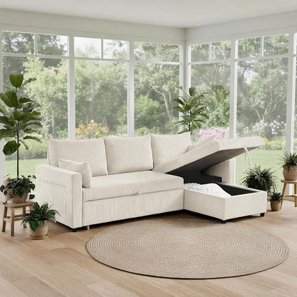 Ball & Cast 86" L-Shaped Pull-Out Sleeper Sofa with Reversible Storage Chaise
