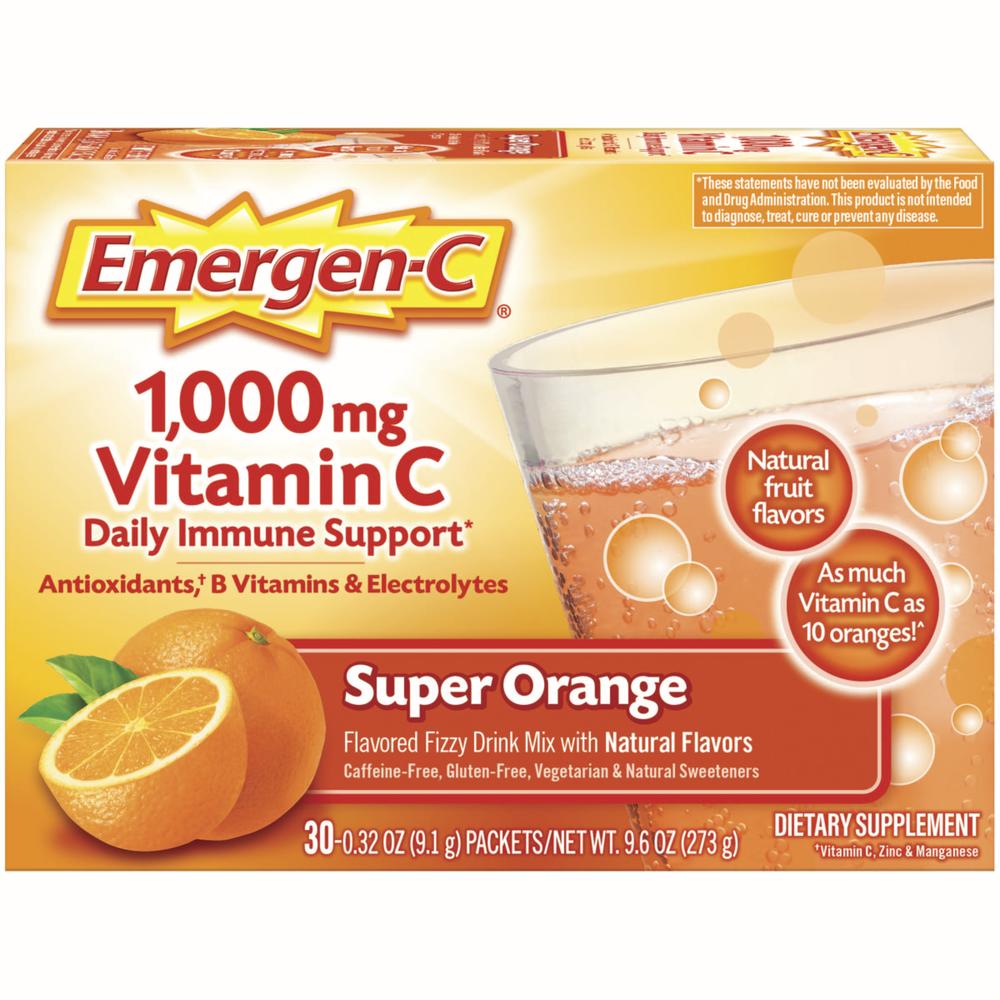 Emergen-C Super Orange Immune Support Drink Mix with 1000mg Vitamin C – 30 Count