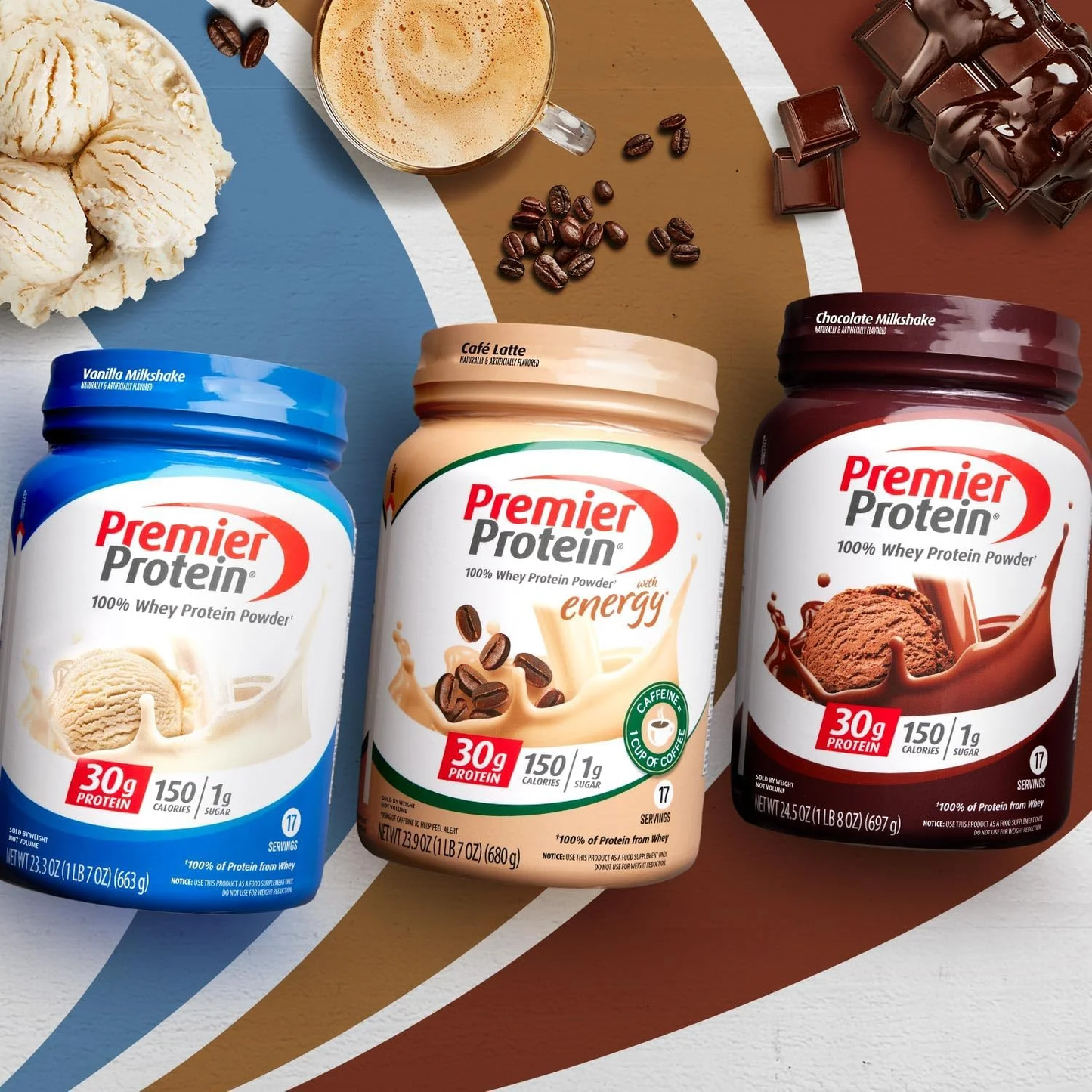 Saim Premier Protein 100% Whey Protein Powder, Vanilla Milkshake, 30g Protein, 23.3 oz, 1.7 lb