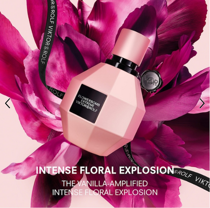 Viktor & Rolf Flowerbomb Extreme Eau de Parfum Intense — a rich fusion of juicy raspberry and warm vanilla, intensified with deep, sensual florals.