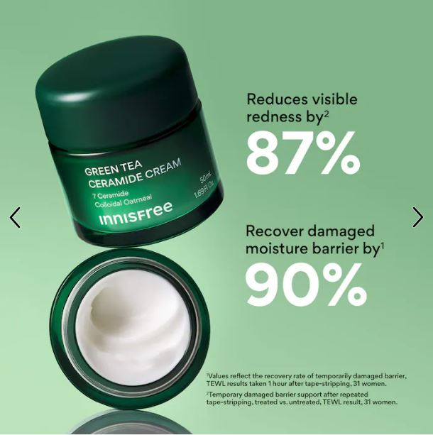 “innisfree Green Tea Ceramide Moisturizer – Hydrate, Soothe & Repair Skin Barrier”
