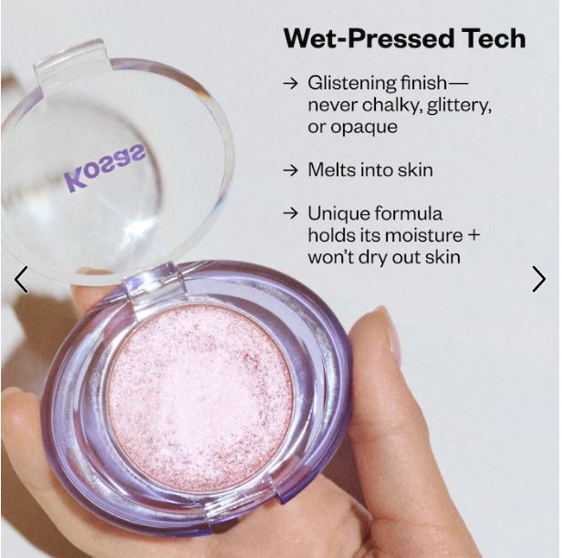 Shiny Objects Wet Glisten Highlighter – Multi-Use Face & Eye Glow Powder-Kosas