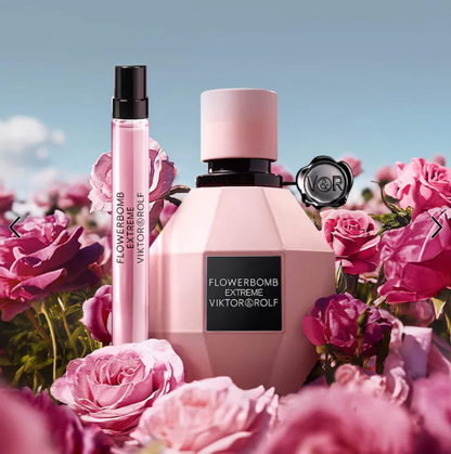 Viktor & Rolf Flowerbomb Extreme Eau de Parfum Intense — a rich fusion of juicy raspberry and warm vanilla, intensified with deep, sensual florals.