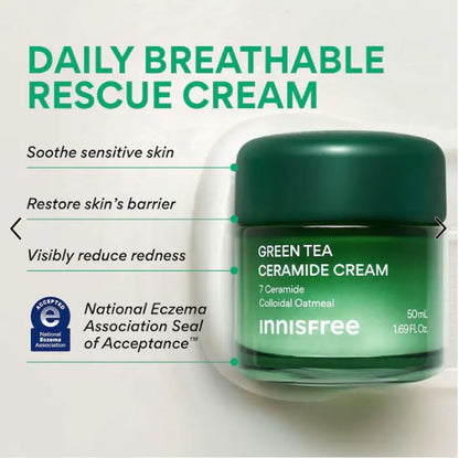 “innisfree Green Tea Ceramide Moisturizer – Hydrate, Soothe & Repair Skin Barrier”