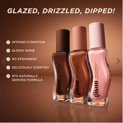 Gisou Hydrating Lip Oil with Honey – emphasizes moisture and ingredient.