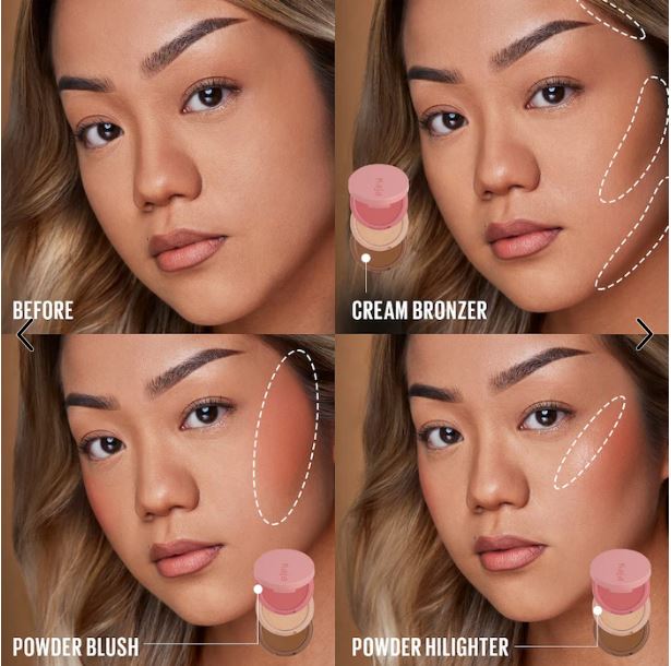 Face Bento 3-in-1 Sculpting Trio with Cream Bronzer, Powder Blush & Highlighter