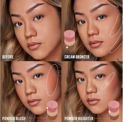 Face Bento 3-in-1 Sculpting Trio with Cream Bronzer, Powder Blush & Highlighter