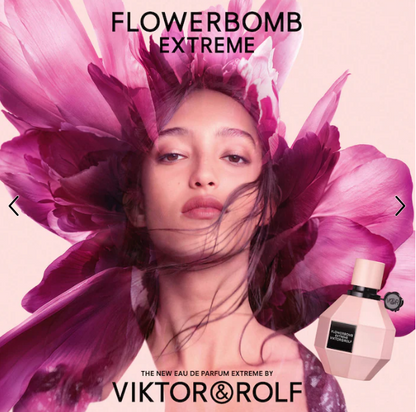Viktor & Rolf Flowerbomb Extreme Eau de Parfum Intense — a rich fusion of juicy raspberry and warm vanilla, intensified with deep, sensual florals.
