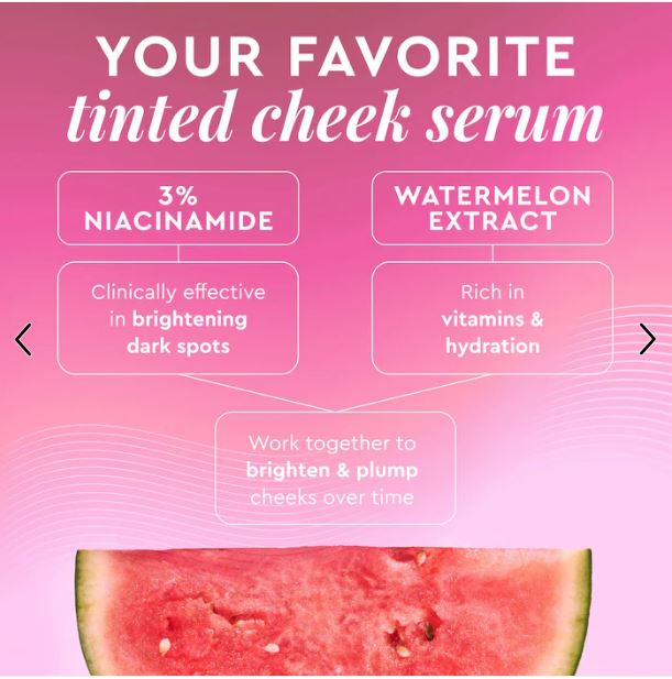 Glow Recipe Watermelon Glow Niacinamide Dewy Flush Brightening Serum Blush for Radiant, Hydrated Skin