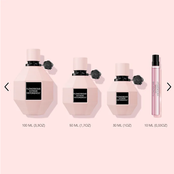 Viktor & Rolf Flowerbomb Extreme Eau de Parfum Intense — a rich fusion of juicy raspberry and warm vanilla, intensified with deep, sensual florals.