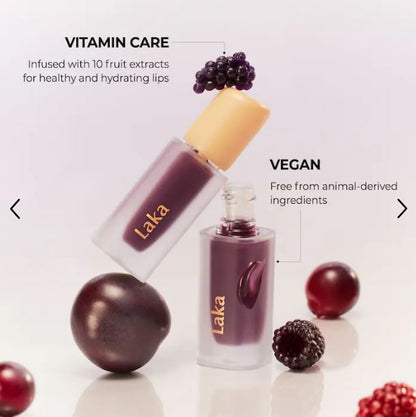 Laka Fruity Glam Tint – Hydrating, Long-Lasting Lip Stain-Color: 102 Dewy - muted mauve