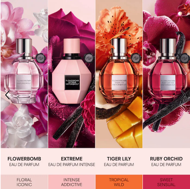 Viktor & Rolf Flowerbomb Extreme Eau de Parfum Intense — a rich fusion of juicy raspberry and warm vanilla, intensified with deep, sensual florals.