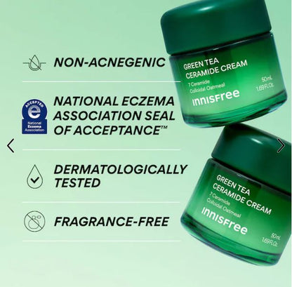 “innisfree Green Tea Ceramide Moisturizer – Hydrate, Soothe & Repair Skin Barrier”