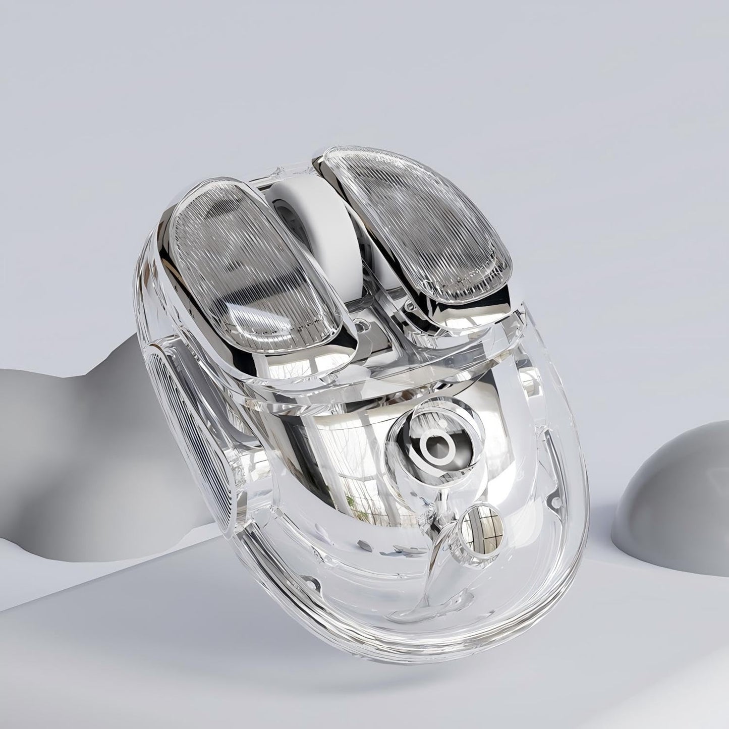 SEUNKWANG Q9 Transparent Wireless Mouse – RGB, Bluetooth & 2.4G, Rechargeable, Silver