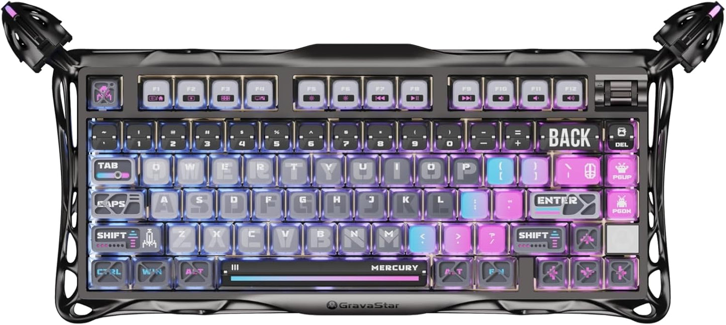 GravaStar Mercury K1 Pro 75% Gaming Keyboard – Wireless, RGB, Hot-Swappable Switches