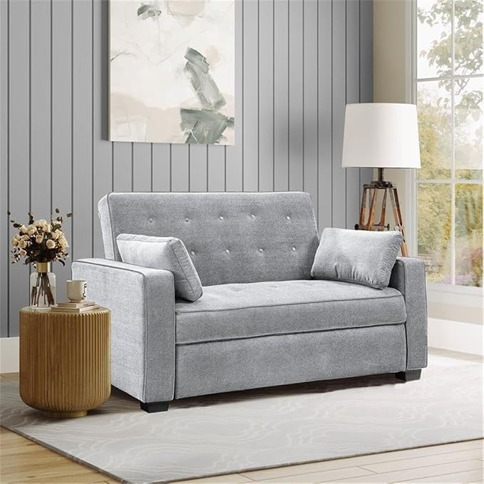 Serta Ainsley 66.5" Full Convertible Sleeper Loveseat (DreamCoil, Charcoal)