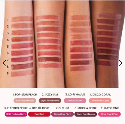 JuicePop Moisturizing Oil Lip Tint – emphasizes moisture and shine.