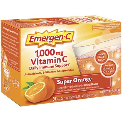 Emergen-C Super Orange Immune Support Drink Mix with 1000mg Vitamin C – 30 Count