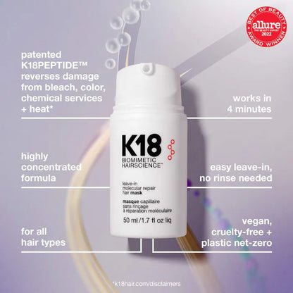 K18 Biomimetic Hairscience  Mini Leave-In Molecular Repair Hair Mask
