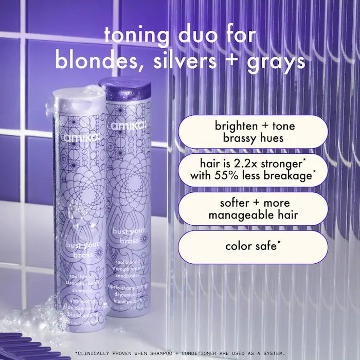 amika  Bust Your Brass Cool Blonde Strength Repair Shampoo