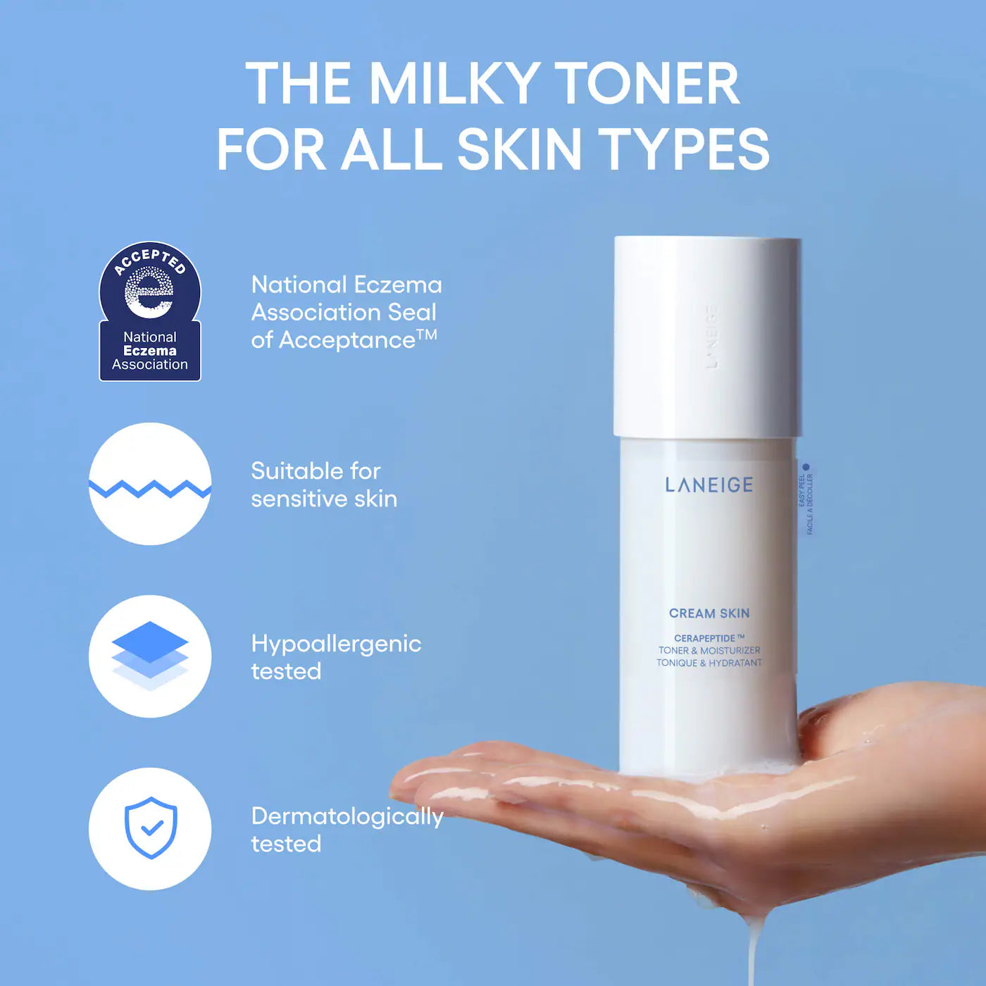 LANEIGE  Cream Skin Milky Toner with Ceramides & Peptides for Nourishing Hydration