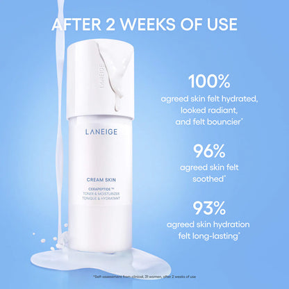 LANEIGE  Cream Skin Milky Toner with Ceramides & Peptides for Nourishing Hydration