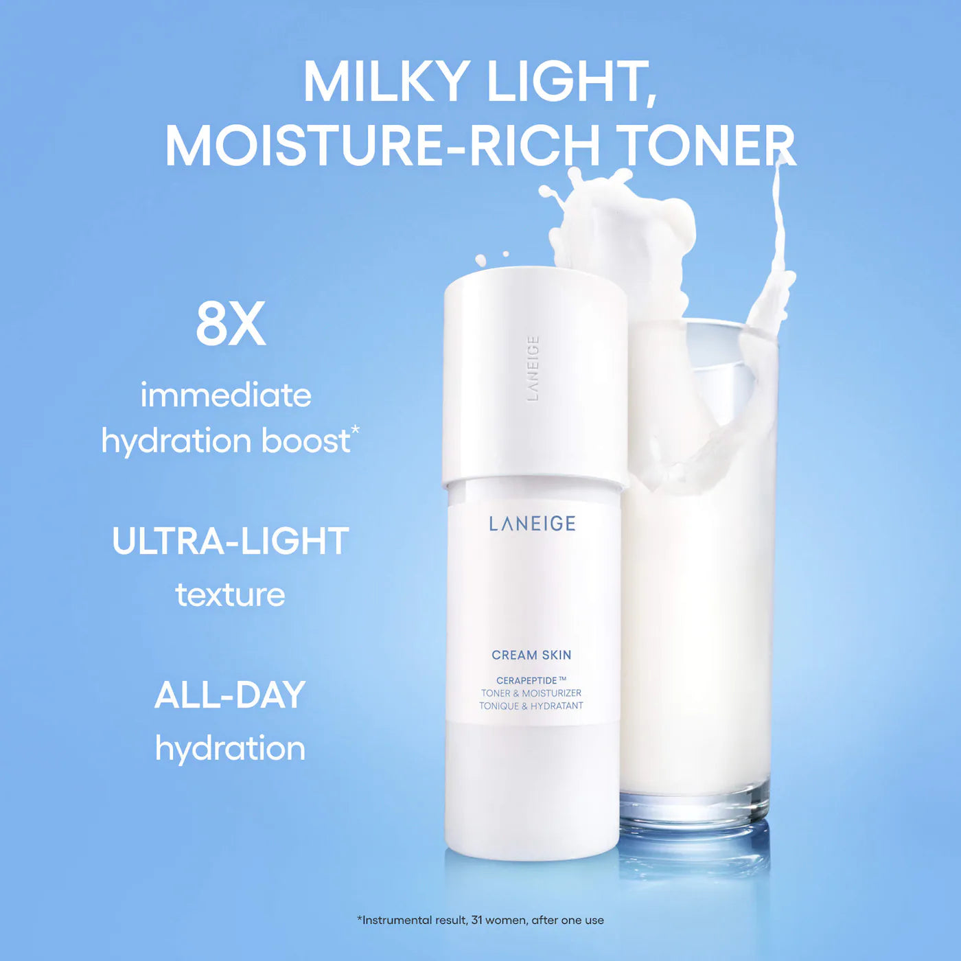 LANEIGE  Cream Skin Milky Toner with Ceramides & Peptides for Nourishing Hydration